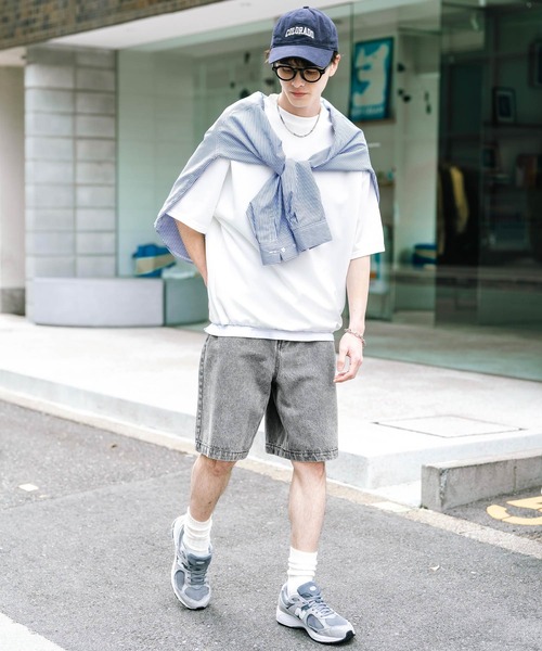 Rocky Monroe（ロッキーモンロー）の「ケミカルウォッシュ/オーバーダイ ワイドデニムショートパンツ（デニムパンツ・メンズ・ブラック/インディゴブルー/パープル/ライトブラック/ケミカルウォッシュ/ブラウン・M/L/XL）」の22枚目の写真