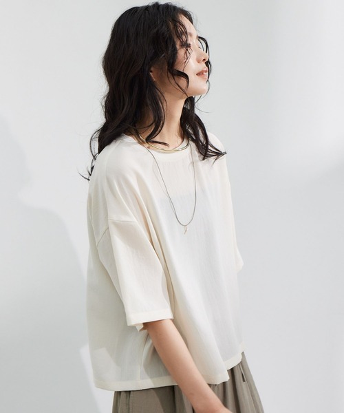 BARNYARDSTORM(バンヤードストーム)の「BARNYARDSTORM / 半袖Tブラウス 【JAPAN FABRIC】(シャツ/ブラウス・レディース・ホワイト系その他/ブラック/ホワイト/ライトホワイト・FREE)」の5枚目の写真