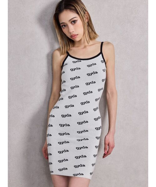 GYDA（ジェイダ）の「gyda bicolor ニットキャミワンピース（ワンピース・レディース・オフホワイト/ブラック/ベージュ・FREE）」の4枚目の写真