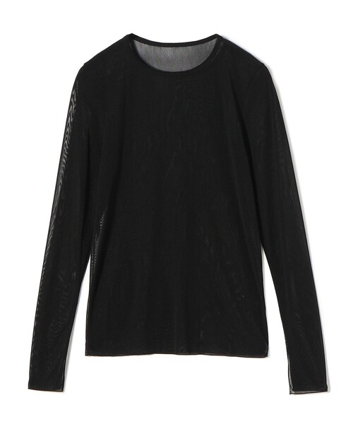 SHIPS(シップス)の「〈手洗い可能〉ストレッチ チュール ロング スリーブ TEE(Tシャツ/カットソー・レディース・ブラック/オフホワイト・ONE SIZE)」の3枚目の写真