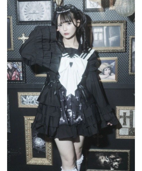 Jamie エーエヌケー（ジェイミーエーエヌケー）の「ゴシックキャッスルプリントスカート（スカート・レディース・ホワイト/ブラック・M）」の2枚目の写真