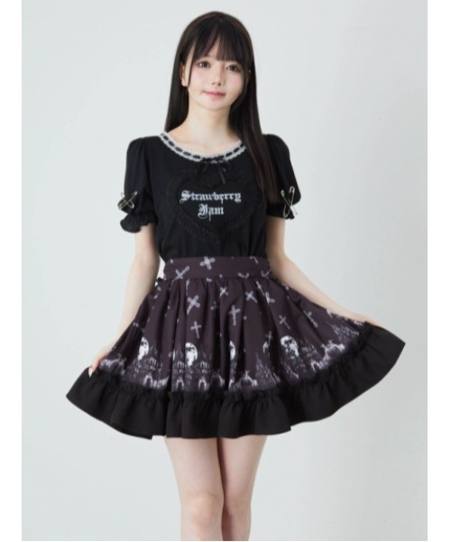 Jamie エーエヌケー（ジェイミーエーエヌケー）の「ゴシックキャッスルプリントスカート（スカート・レディース・ホワイト/ブラック・M）」の3枚目の写真