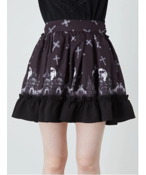 Jamie エーエヌケー（ジェイミーエーエヌケー）の「ゴシックキャッスルプリントスカート（スカート・レディース・ホワイト/ブラック・M）」の4枚目の写真