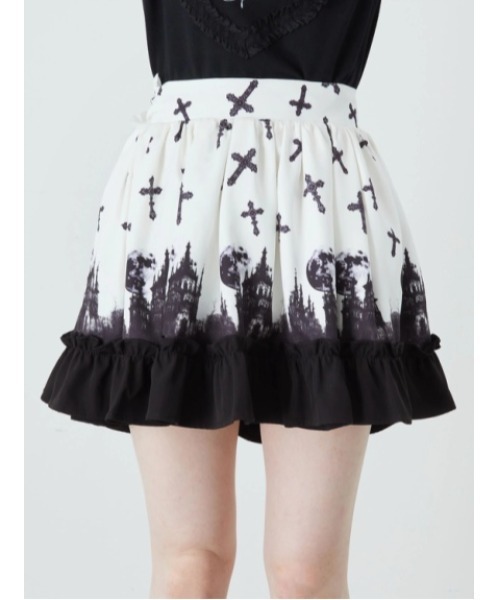 Jamie エーエヌケー（ジェイミーエーエヌケー）の「ゴシックキャッスルプリントスカート（スカート・レディース・ホワイト/ブラック・M）」の9枚目の写真