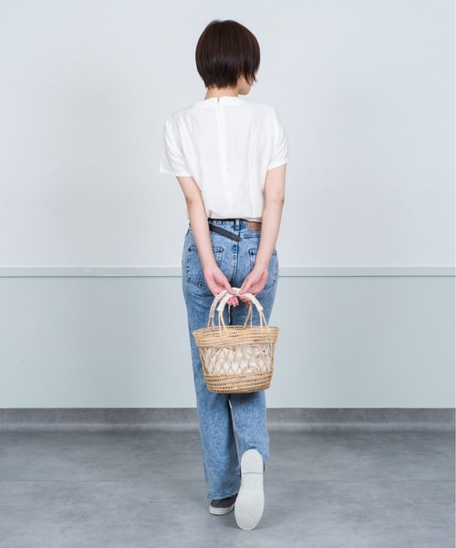 Rivel(リヴェル)の「【TARANGO】手編み インナー付き かごバッグ ハンドバッグ(かごバッグ・レディース・ナチュラル/ベージュ×ブラック・FREE)」の12枚目の写真