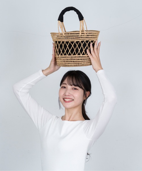 セール】【TARANGO】手編み インナー付き かごバッグ