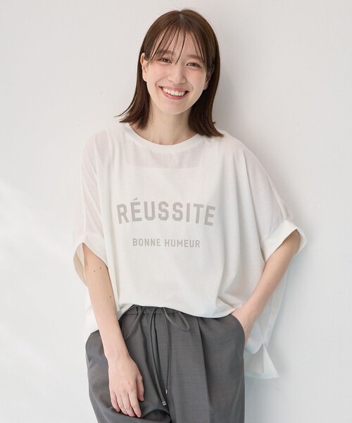 ANY(エニィ)の「シアージョーゼットボクシーロゴT(Tシャツ/カットソー・レディース・グレー系/ホワイト系・F)」の1枚目の写真