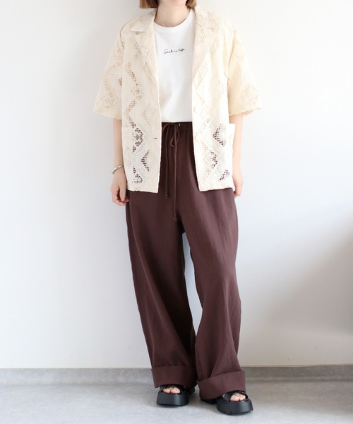 cepo（セポ）の「〈さらっと涼しい、シルキータッチ♪〉シルケットロゴショートスリーブTee（Tシャツ/カットソー・レディース・ブラック/オフホワイト/ブルー/ブラウン・M）」の9枚目の写真