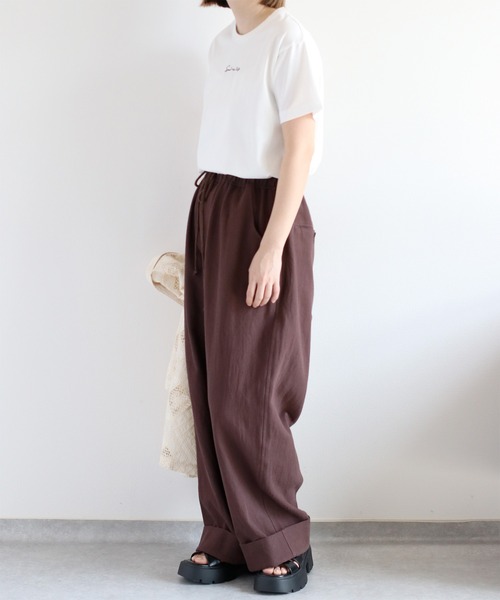 cepo（セポ）の「〈さらっと涼しい、シルキータッチ♪〉シルケットロゴショートスリーブTee（Tシャツ/カットソー・レディース・ブラック/オフホワイト/ブルー/ブラウン・M）」の6枚目の写真