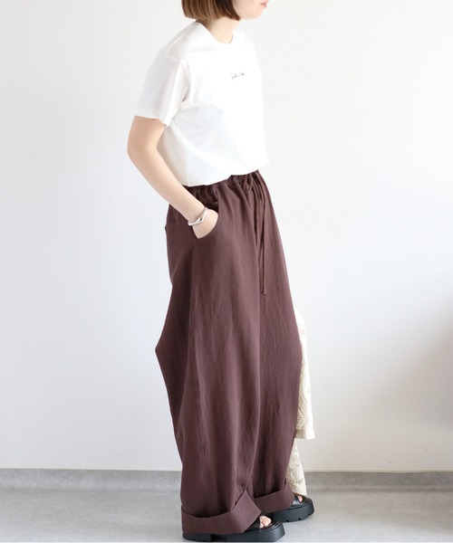 cepo（セポ）の「〈さらっと涼しい、シルキータッチ♪〉シルケットロゴショートスリーブTee（Tシャツ/カットソー・レディース・ブラック/オフホワイト/ブルー/ブラウン・M）」の8枚目の写真
