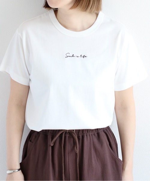 cepo（セポ）の「〈さらっと涼しい、シルキータッチ♪〉シルケットロゴショートスリーブTee（Tシャツ/カットソー・レディース・ブラック/オフホワイト/ブルー/ブラウン・M）」の14枚目の写真