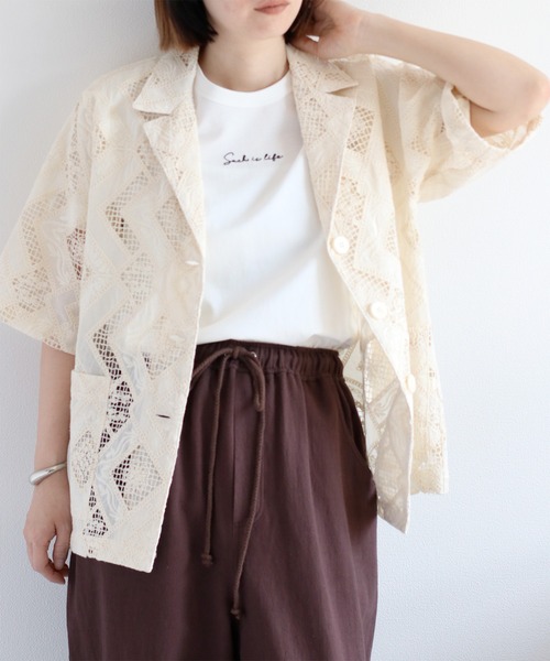 cepo（セポ）の「〈さらっと涼しい、シルキータッチ♪〉シルケットロゴショートスリーブTee（Tシャツ/カットソー・レディース・ブラック/オフホワイト/ブルー/ブラウン・M）」の15枚目の写真