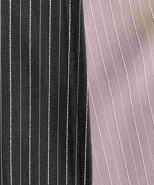 Q(キュー)の「ストライプパンツ(スラックス・レディース・ブラック/グレー・MEDIUM)」の6枚目の写真