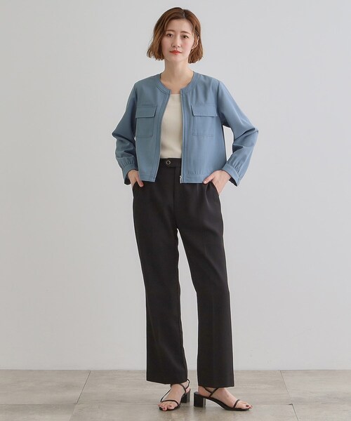 grove（グローブ）の「麻調ノーカラーシアーブルゾン（ブルゾン・レディース・ブラック/ライトブルー/オフホワイト・05/04/03/02/01）」の13枚目の写真