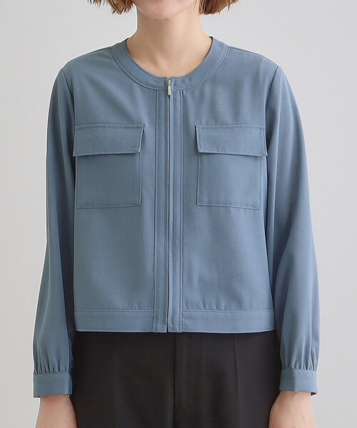grove（グローブ）の「麻調ノーカラーシアーブルゾン（ブルゾン・レディース・ブラック/ライトブルー/オフホワイト・05/04/03/02/01）」の11枚目の写真