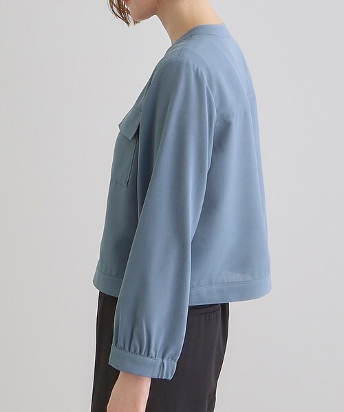 grove（グローブ）の「麻調ノーカラーシアーブルゾン（ブルゾン・レディース・ブラック/ライトブルー/オフホワイト・05/04/03/02/01）」の10枚目の写真