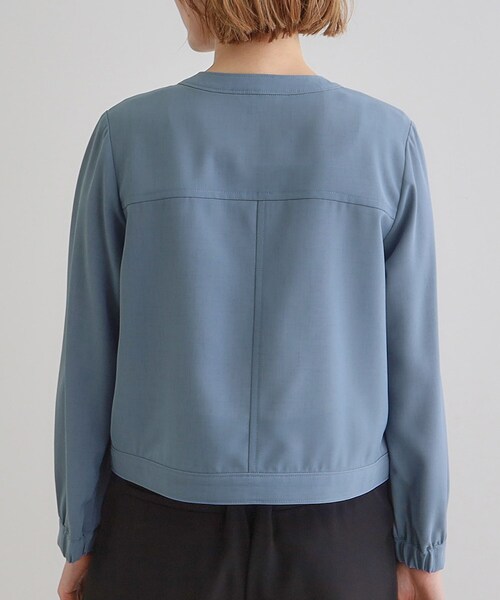 grove（グローブ）の「麻調ノーカラーシアーブルゾン（ブルゾン・レディース・ブラック/ライトブルー/オフホワイト・05/04/03/02/01）」の9枚目の写真