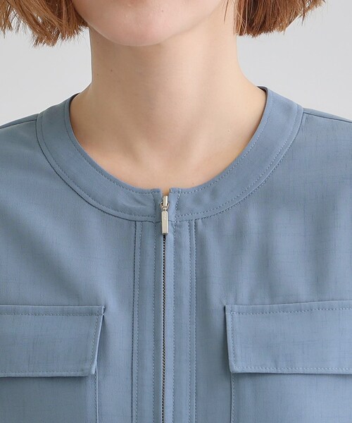 grove（グローブ）の「麻調ノーカラーシアーブルゾン（ブルゾン・レディース・ブラック/ライトブルー/オフホワイト・05/04/03/02/01）」の8枚目の写真