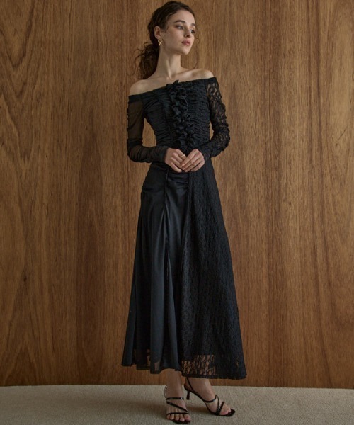 ERADIE（エラディエ）の「Lace＆Churu switching dress レース＆チュールスウィッチングドレス（ワンピース・レディース・ブラック/アイボリー・FREE）」の21枚目の写真