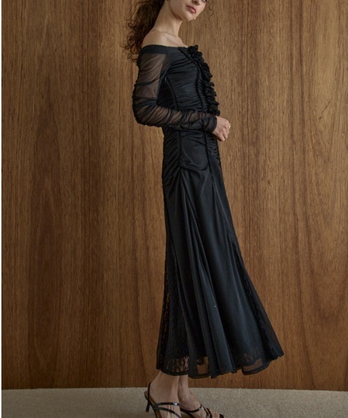 ERADIE（エラディエ）の「Lace＆Churu switching dress レース＆チュールスウィッチングドレス（ワンピース・レディース・ブラック/アイボリー・FREE）」の17枚目の写真