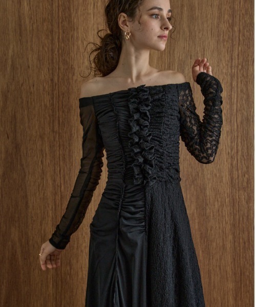 セール】Lace＆Churu switching dress レース＆チュールスウィッチング