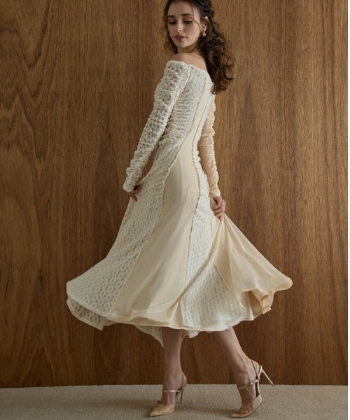 セール】Lace＆Churu switching dress レース＆チュールスウィッチング