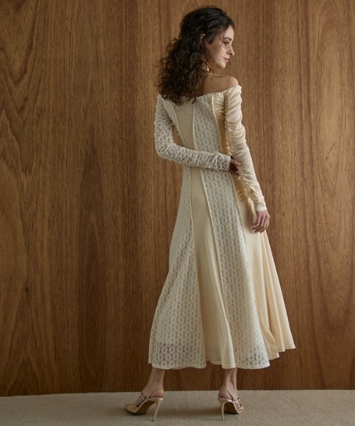 Lace＆Churu switching dress レース＆チュールスウィッチング