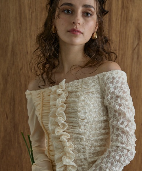 Lace＆Churu switching dress レース＆チュールスウィッチング