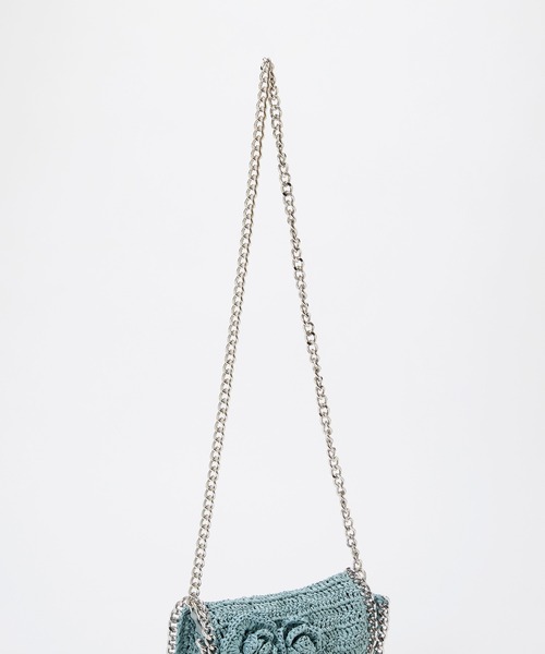 TREASURE TOPKAPI(トレジャートプカピ)の「【TREASURE TOPKAPI】フラワーモチーフ チェーン ショルダーバッグ(ショルダーバッグ・レディース・ライトベージュ/グレイッシュブルー・FREE)」の4枚目の写真
