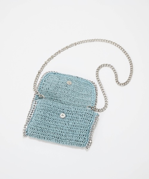 TREASURE TOPKAPI(トレジャートプカピ)の「【TREASURE TOPKAPI】フラワーモチーフ チェーン ショルダーバッグ(ショルダーバッグ・レディース・ライトベージュ/グレイッシュブルー・FREE)」の15枚目の写真