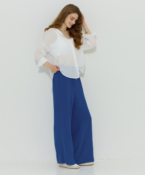 coca(coca)(コカ)の「\再入荷/ 接触冷感 とろみツイルイージーワイドパンツ(スラックス・レディース・ブルー/ブラック/チャコール・L/M/S)」の11枚目の写真