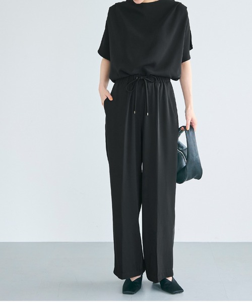 coca(coca)(コカ)の「\再入荷/ 接触冷感 とろみツイルイージーワイドパンツ(スラックス・レディース・ブルー/ブラック/チャコール・L/M/S)」の14枚目の写真