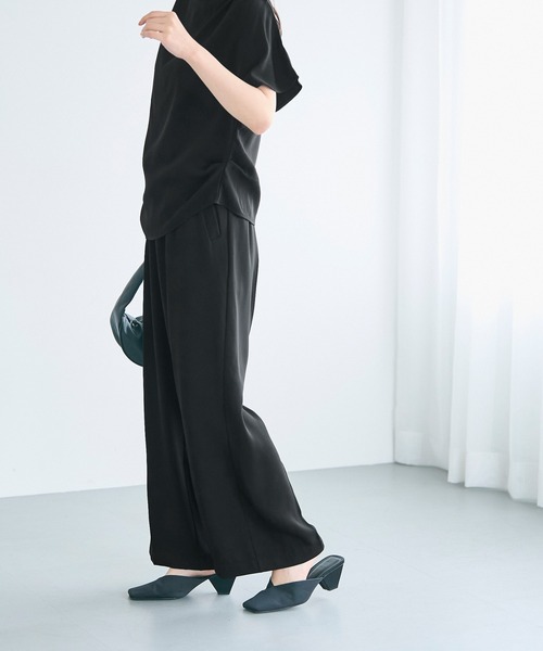coca(coca)(コカ)の「\再入荷/ 接触冷感 とろみツイルイージーワイドパンツ(スラックス・レディース・ブルー/ブラック/チャコール・L/M/S)」の17枚目の写真