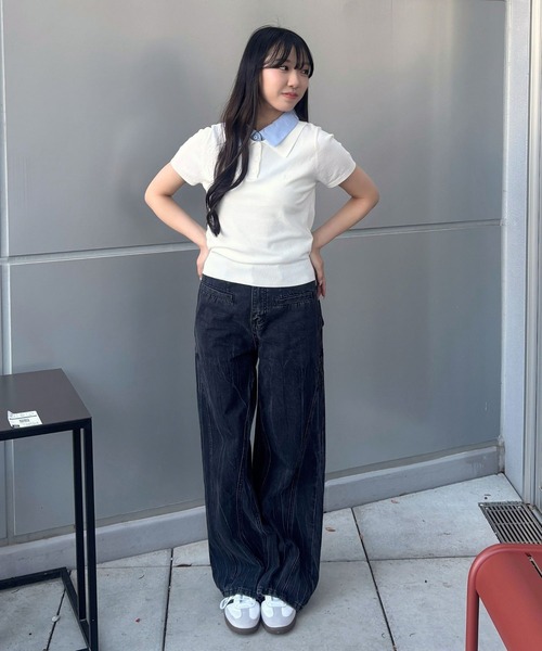 3.3 Field Trip （3.3フィールドトリップ）の「3.3 Field Trip／カラーレイヤードトップス（Tシャツ/カットソー・レディース・ネイビー/グレー/オフホワイト/ブラック・FREE）」の17枚目の写真