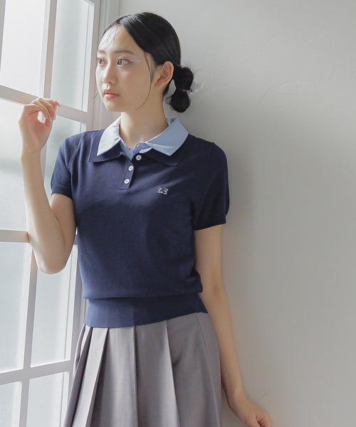 3.3 Field Trip （3.3フィールドトリップ）の「3.3 Field Trip／カラーレイヤードトップス（Tシャツ/カットソー・レディース・ネイビー/グレー/オフホワイト/ブラック・FREE）」の9枚目の写真