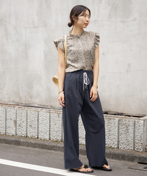 IENA ミュゲットパターンピンタックフリルノースリーブ IENA｜《WEB限定/追加》ミュゲットパターンピンタックフリル