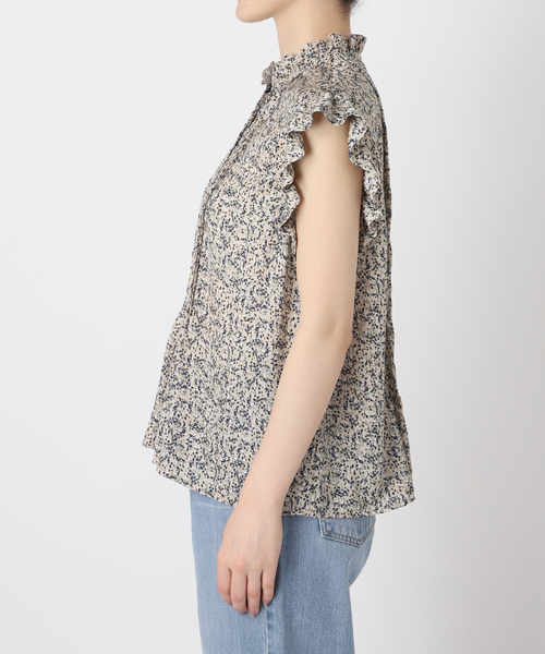 WEB限定/追加》ミュゲットパターンピンタックフリルノースリーブ