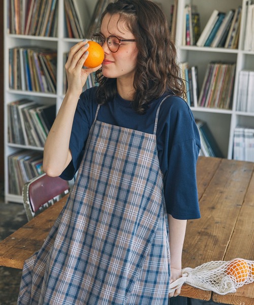 ハンドメイド　モノトーンリボンチェック柄　ドビー織り　バルーンキャミ　ワンピース ハンドメイド モノトーンリボンチェック柄 ドビー織り バルーン