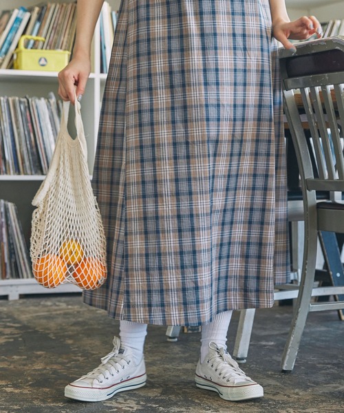 MONO-MART LADY'S(モノマートレディース)の「ヴィンテージライク チェック柄 バックリボン キャミワンピース(ワンピース・レディース・ブラウン系/ブルー系・FREE)」の16枚目の写真