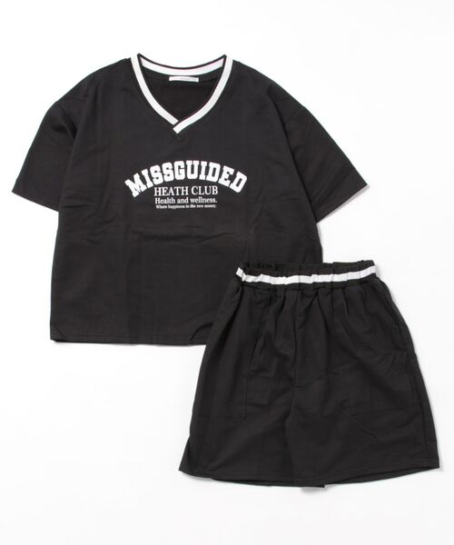 セール】ゆるっと着れる Vネック プリント 半袖 ショートパンツ