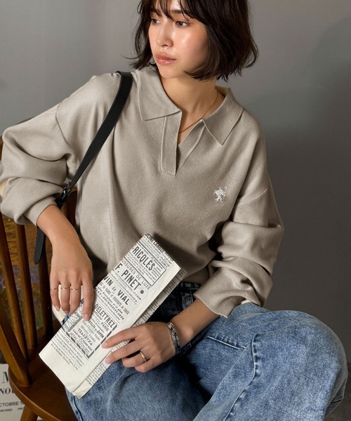 セール】《JaVaジャバコラボ》大人の抜け感をプラス◎胸刺繍ハーフ