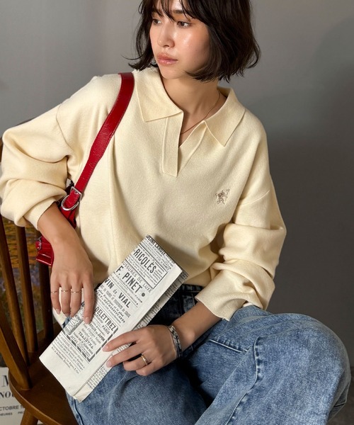 Java(ジャバ)の「《JaVaジャバコラボ》大人の抜け感をプラス◎胸刺繍ハーフミラノスキッパーニット(ニット/セーター・レディース・杢グレー/ネイビー系/グレー系その他/アイボリー/ブラック/グレイッシュベージュ・LARGE/MEDIUM/SMALL/X-LARGE)」の19枚目の写真