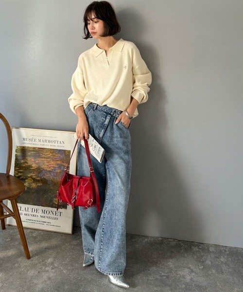 Java(ジャバ)の「《JaVaジャバコラボ》大人の抜け感をプラス◎胸刺繍ハーフミラノスキッパーニット(ニット/セーター・レディース・杢グレー/ネイビー系/グレー系その他/アイボリー/ブラック/グレイッシュベージュ・LARGE/MEDIUM/SMALL/X-LARGE)」の20枚目の写真