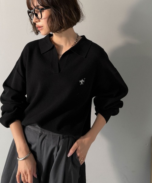 Java(ジャバ)の「《JaVaジャバコラボ》大人の抜け感をプラス◎胸刺繍ハーフミラノスキッパーニット(ニット/セーター・レディース・杢グレー/ネイビー系/グレー系その他/アイボリー/ブラック/グレイッシュベージュ・LARGE/MEDIUM/SMALL/X-LARGE)」の22枚目の写真