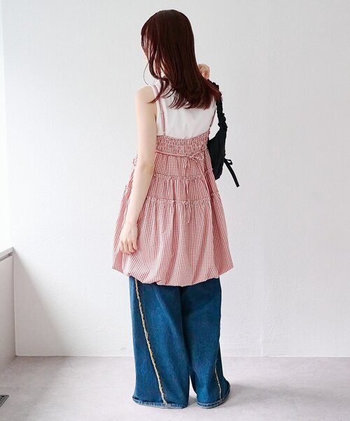 w closet(ダブルクローゼット)の「【バズりアイテム/4色展開】バルーンミニキャミワンピ(ワンピース・レディース・ブラック/オフホワイト/ブラック系その他/レッド系その他・FREE)」の11枚目の写真