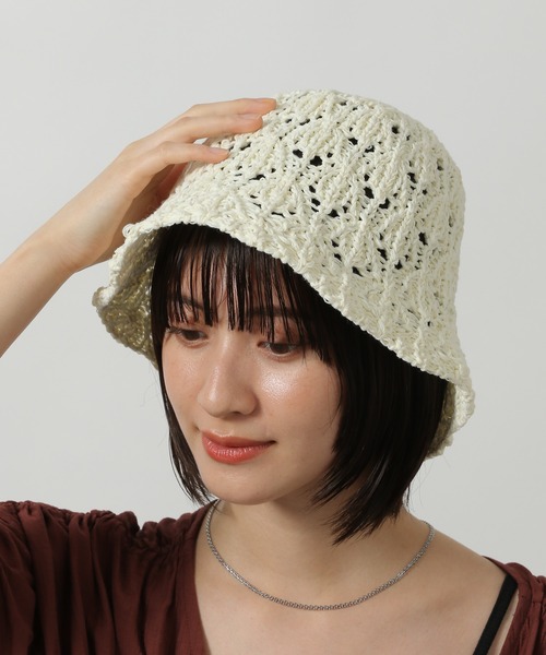 LAKOLE(ラコレ)の「シェル編みスカラップハット / 450145(ハット・レディース・オフホワイト/ブラック/オレンジ系その他6・FREE)」の20枚目の写真