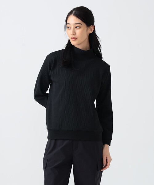 BEAMS GOLF(ビームスゴルフ)の「B.G.THREE / ALL-TINE ワッフル モックネック プルオーバーシャツ(Tシャツ/カットソー・レディース・ホワイト/ブラック・LARGE/MEDIUM)」の5枚目の写真