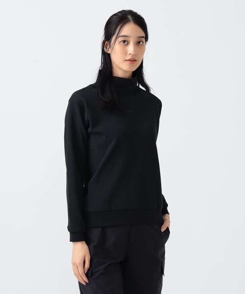 BEAMS GOLF(ビームスゴルフ)の「B.G.THREE / ALL-TINE ワッフル モックネック プルオーバーシャツ(Tシャツ/カットソー・レディース・ホワイト/ブラック・LARGE/MEDIUM)」の6枚目の写真
