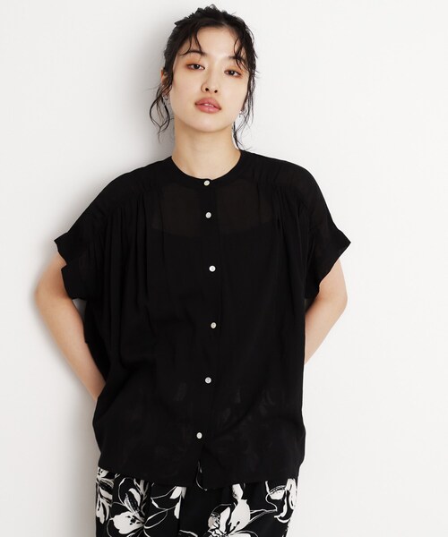 【洗える】ギャザーフリル Tシャツ ON SEVEN DAYS］フリルギャザーTシャツ／／オンセブンデイズ