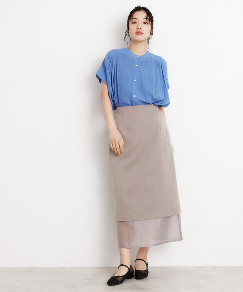THE SHOP TK (ザ ショップ ティーケー )の「麻調シアーフリルギャザーブラウス【洗える】(シャツ/ブラウス・レディース・ブラック/アイボリー/ブルー・99)」の14枚目の写真